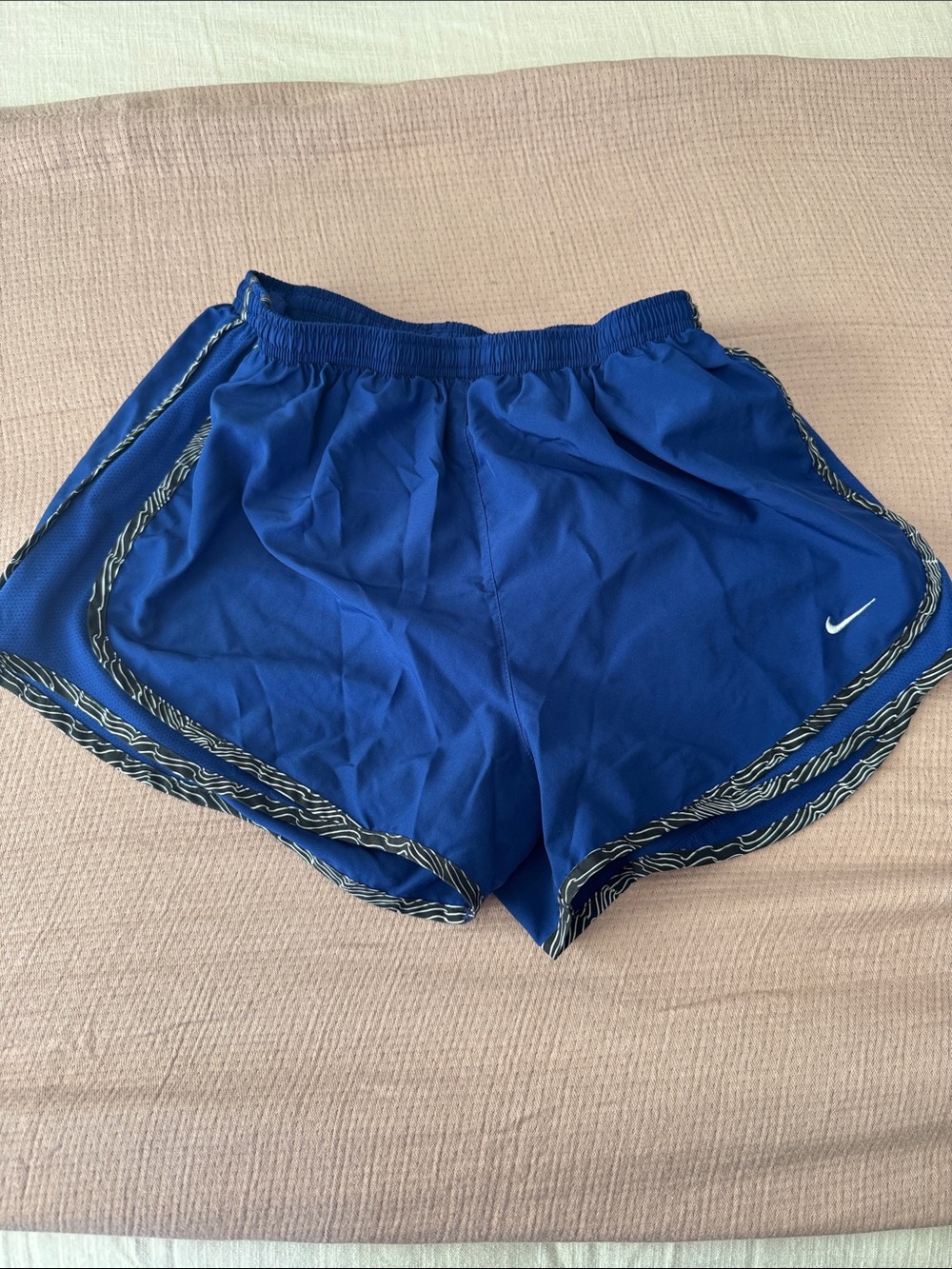 Nike Women's Royal Blue Athletic Shorts with Patterned Trim